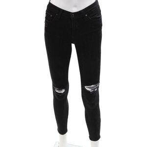 AG-ED Denim Womens Ankle Skinny Jeans Black Mid Rise Size 24